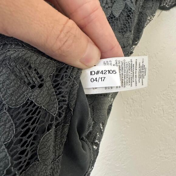 Express y2k lace off the shoulder bodysuit dark gray - Picture 8 of 8